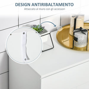 Mobile Bagno Moderno 60x30x80 cm con 2 Ante e Maniglie Argentate in MDF Bianco