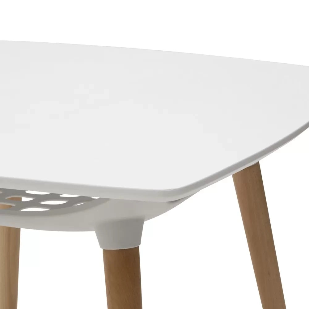 Tavolino quadrato moderno bianco e legno 80x80x73 - Mobili 2G