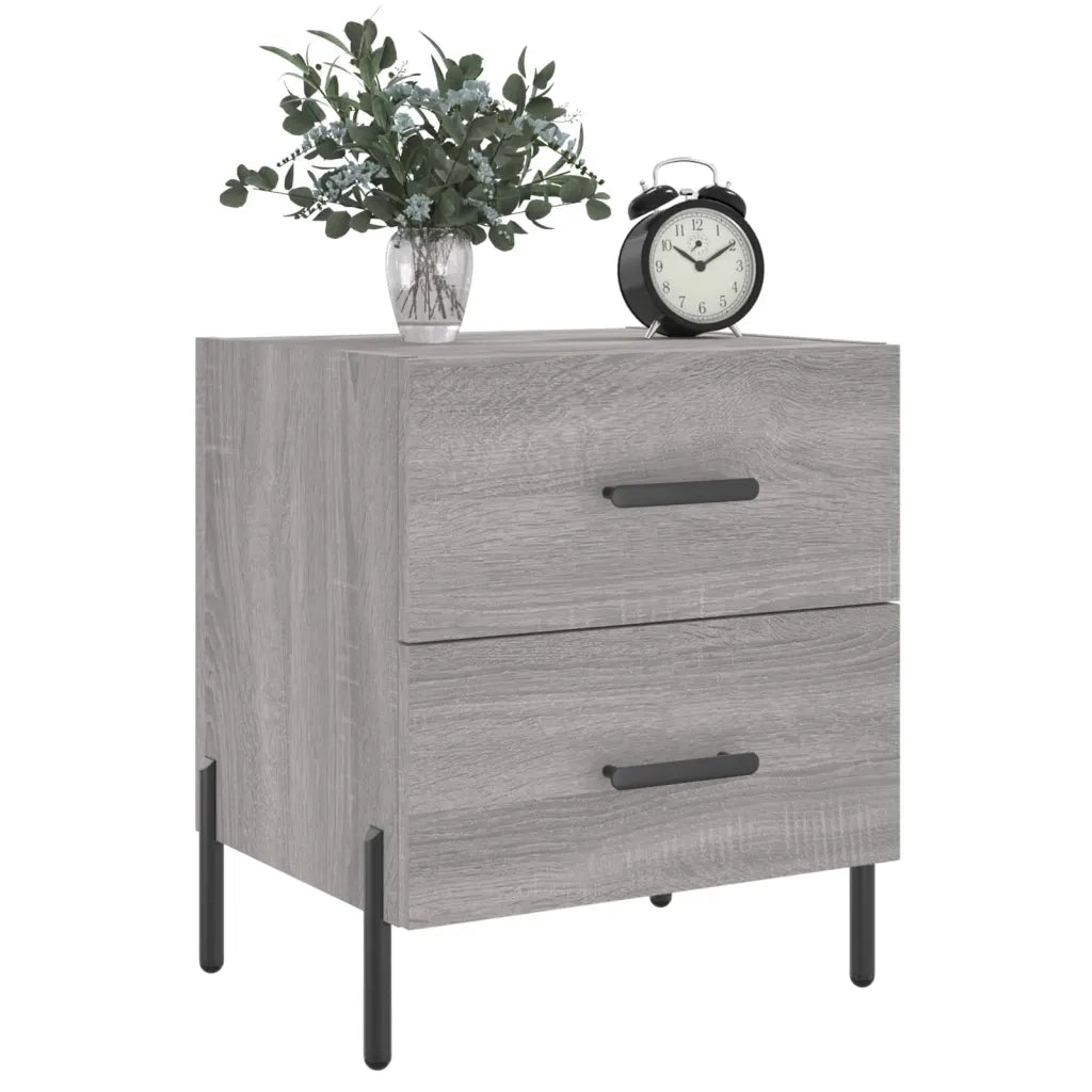 Set di 2 Comodini | Armadio da Notte | Mobiletto da notte Grigio Sonoma 40x35x47,5 cm in Legno Multistrato