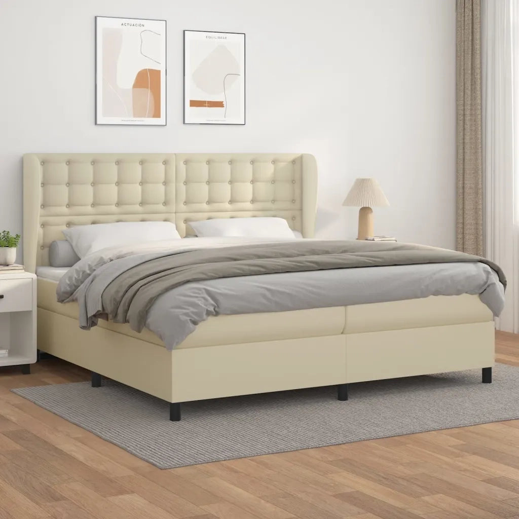Giroletto a Molle con Materasso Crema 200x200 cm in Similpelle