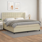 Giroletto a Molle con Materasso Crema 200x200 cm in Similpelle