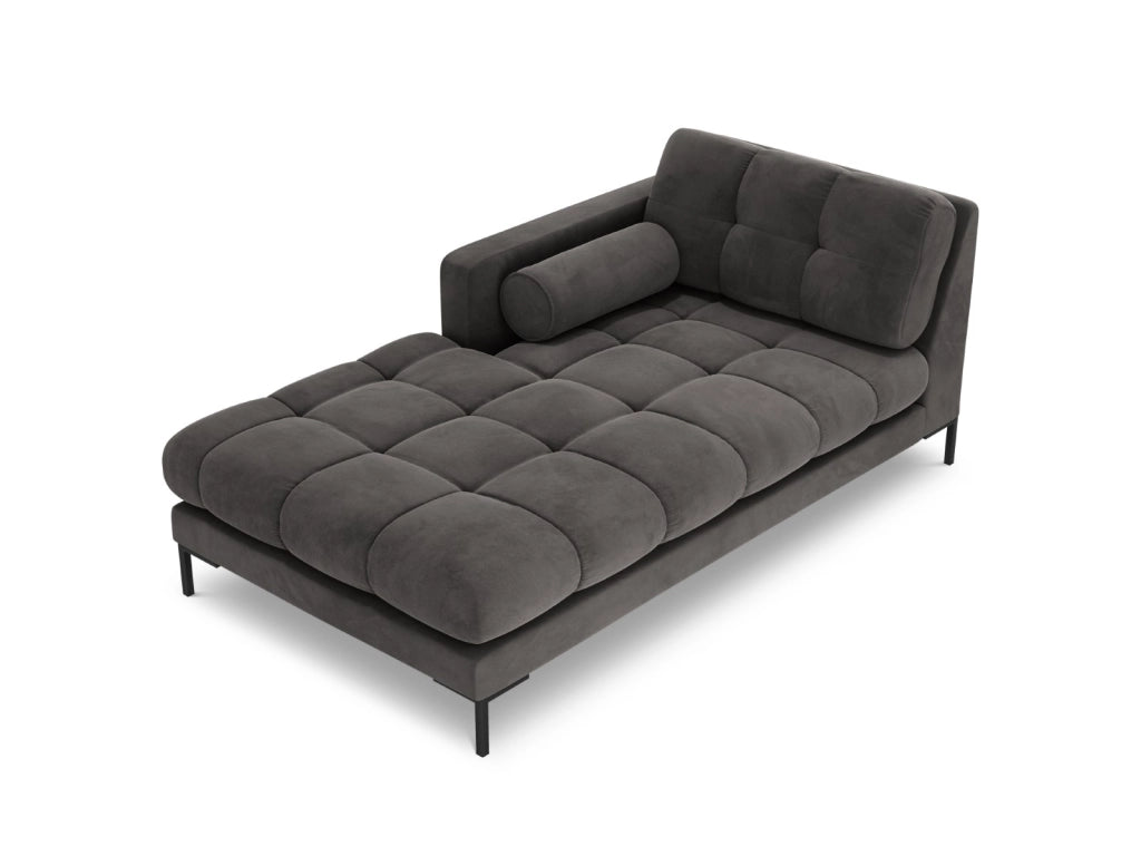 Cosmopolitan Design - Chaise longue sinistra "Bali" in velluto grigio scuro 