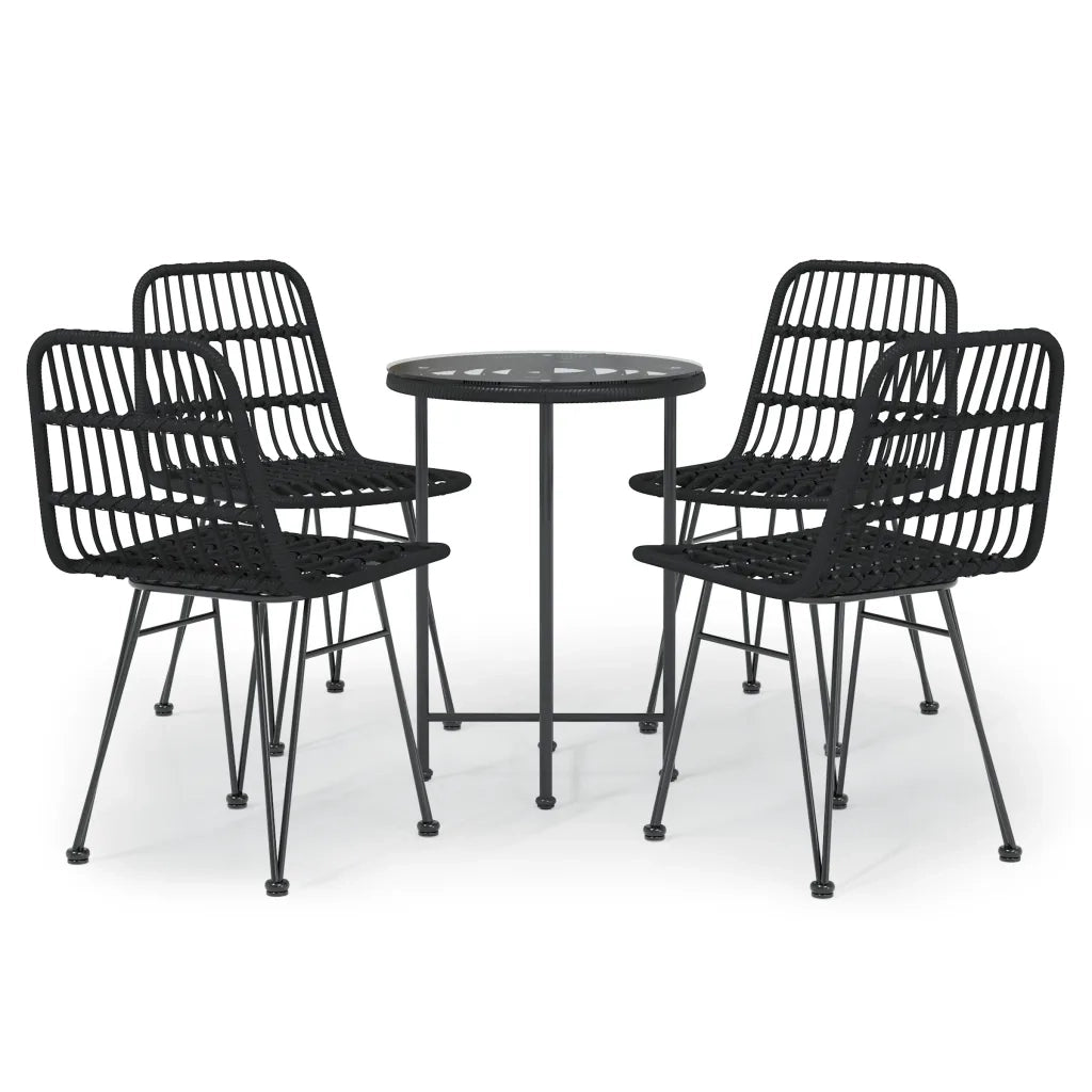 Set da Pranzo da Giardino 5 pz Nero in Polyrattan cod mxl 40055