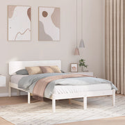 Struttura Letto con testiera Bianco 135x190 cm Legno massello di pino