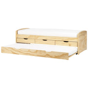 Letto estraibile per bambini in legno di pino chiaro UE a misura singola Telaio Extra Silde Out con cassetti di stoccaggio