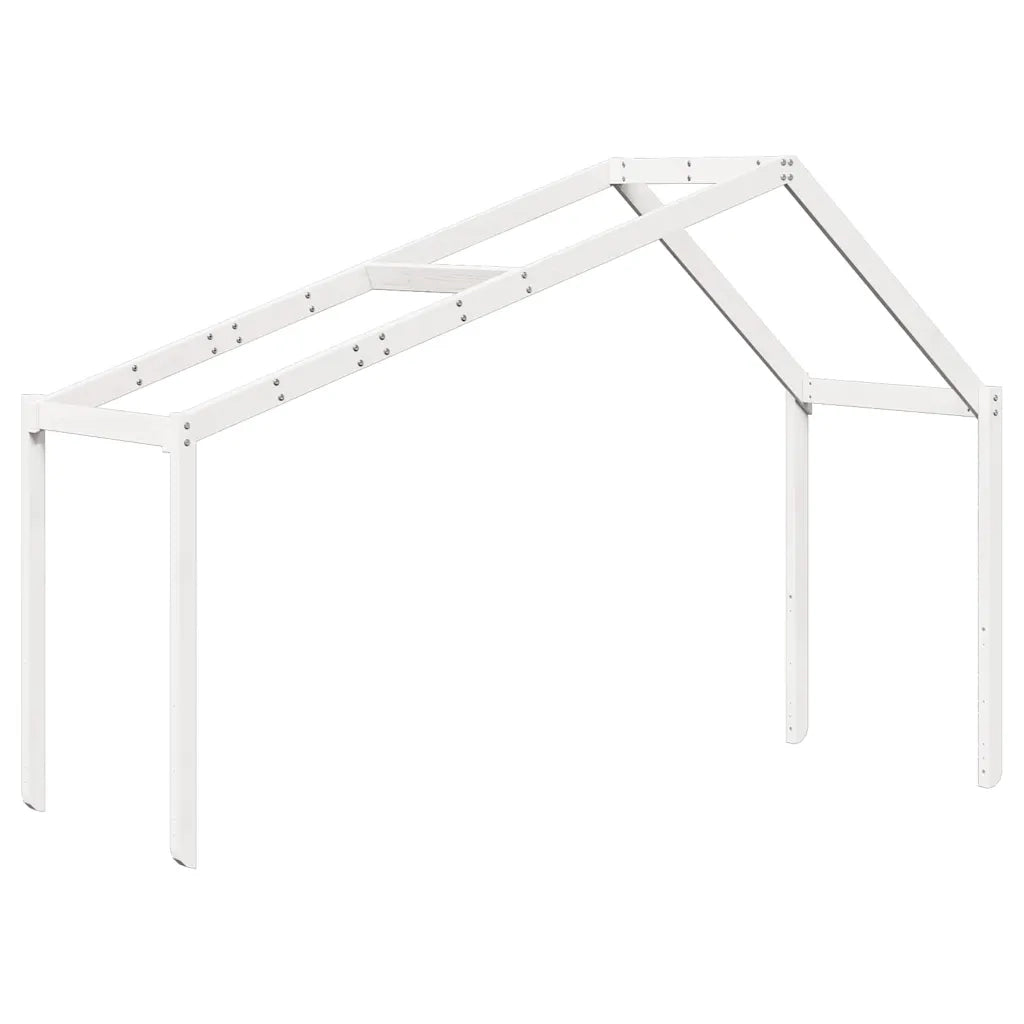 Tetto Letto Bambini Bianco 203x95,5x142 cm Legno Massello Pino