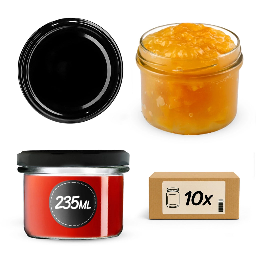 KADAX 10x Barattolo 235ml + Tappo Fi82 Barattolo Marmellata