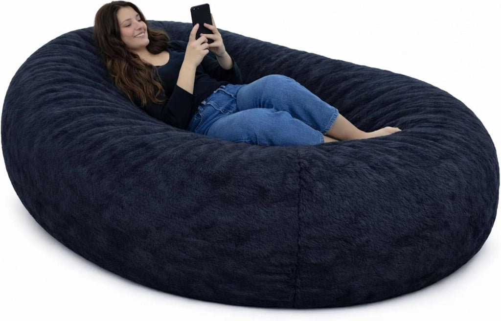 Pouf Poltrona - 160 x 90 x 60 cm - Morbido e Comodo - Housse Rimovibile e Lavabile - Pouf Letto, Pouf Sacco, Poltrona Sacco, Bean Bag - Qualità Premium, Eco-Responsabile (Grigio Scuro)