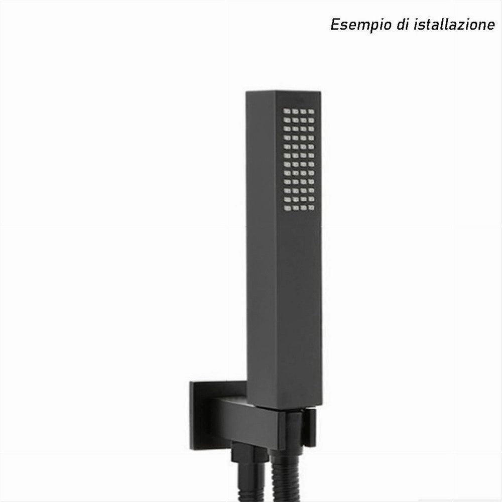 Trade Shop - Doccetta Doccino Quadrato Slim Ultra Moderno Nero Soffione Doccia Bagno Vasca 87478 -