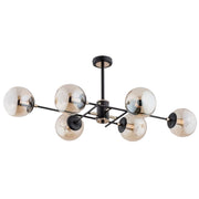 Lampadario moderno nero/ambra 6 luci Alfa TANOS 62179