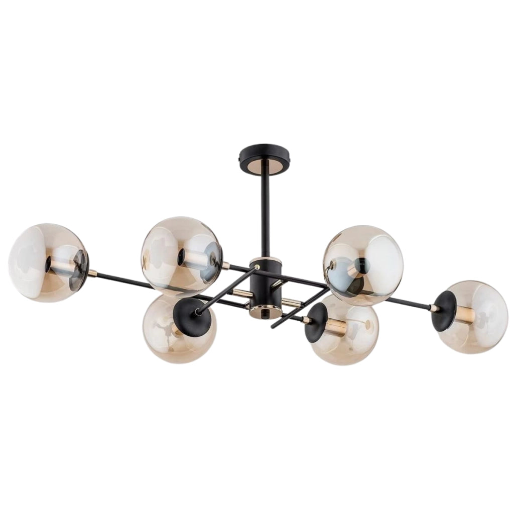 Lampadario moderno nero/ambra 6 luci Alfa TANOS 62179