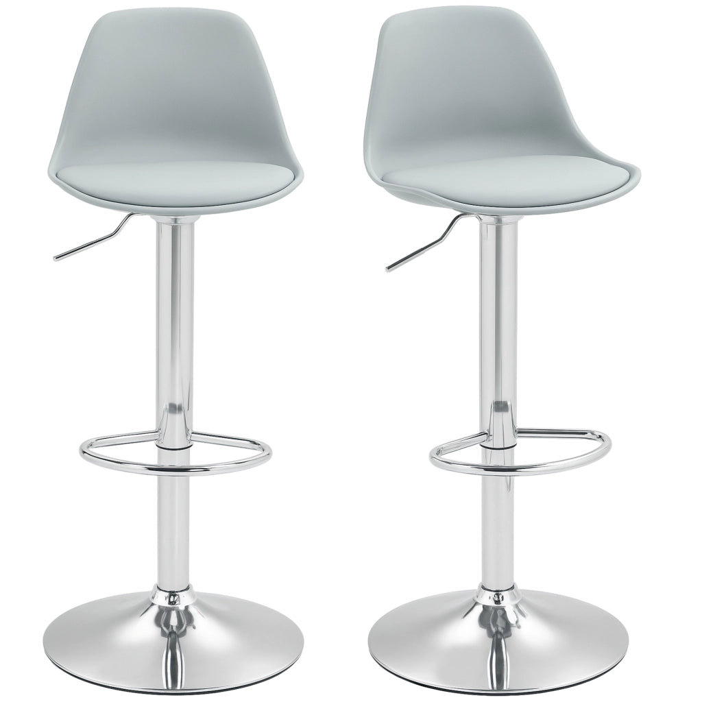Set 2 Sedie da Bar Altezza Regolabile con Schienale ¨C Zephmum ¨C Grigio 42x41x82-104 cm