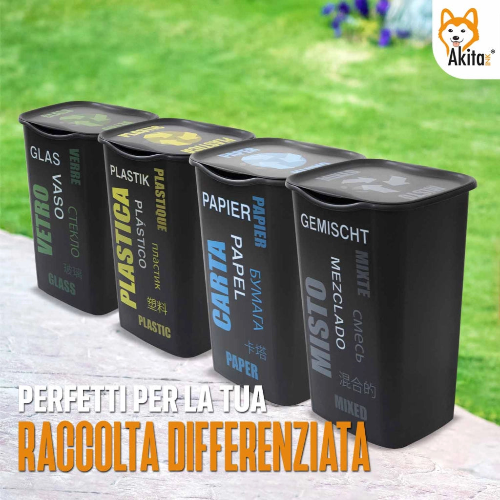 Akitaink Set 4 Pattumiere 50L Differenziata