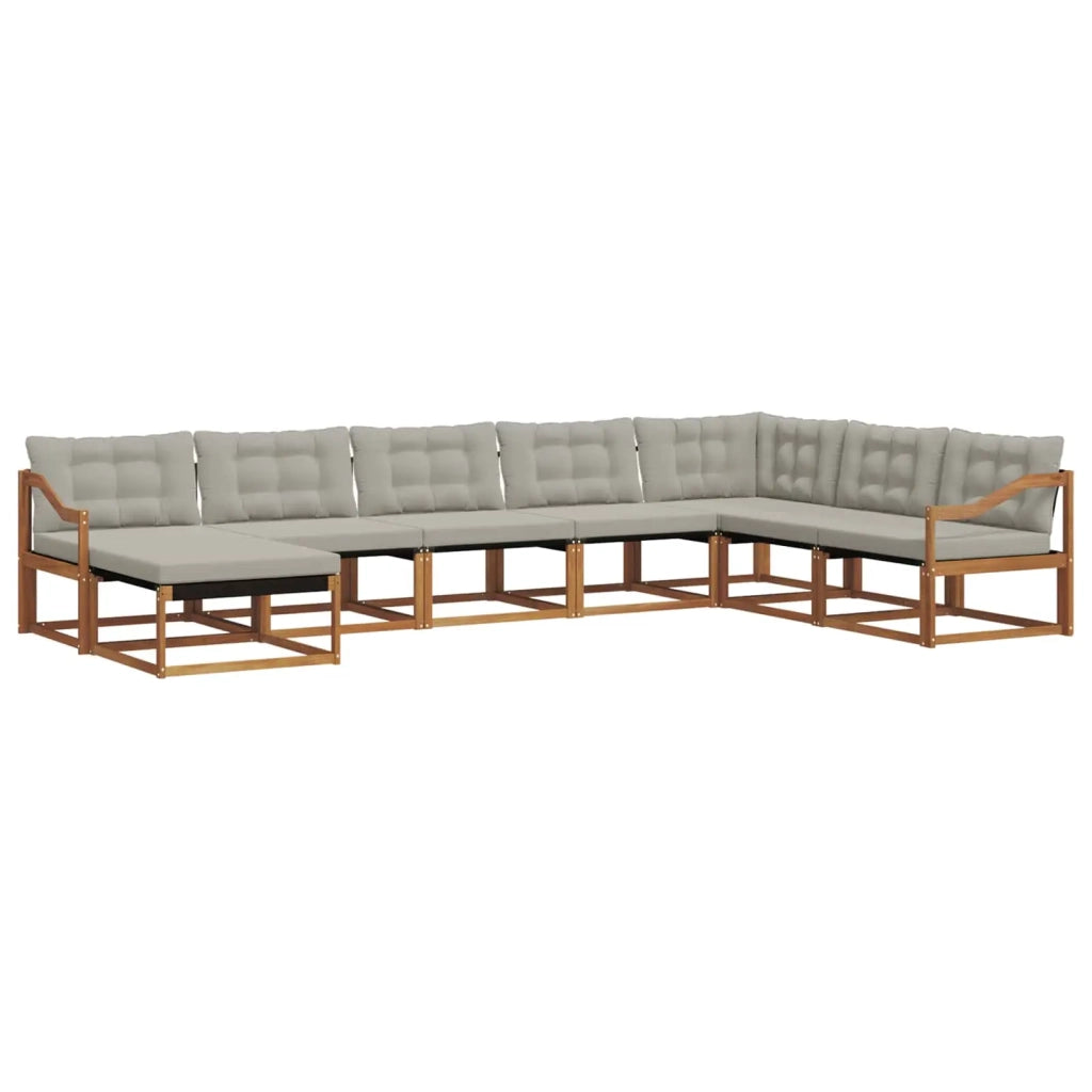 Set di divani da esterno 8 pcs Grigio Naturale e Chiaro
