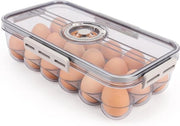 Contenitore di Deposito per Uova con Timer e Coperchio per Frigorifero - Materiale Plastico BPA-vrij - Scatola per Uova Stivabile - Organizzatore Portatile per Uova Vetrato - Timer Mensile/Giornaliero - Translucido