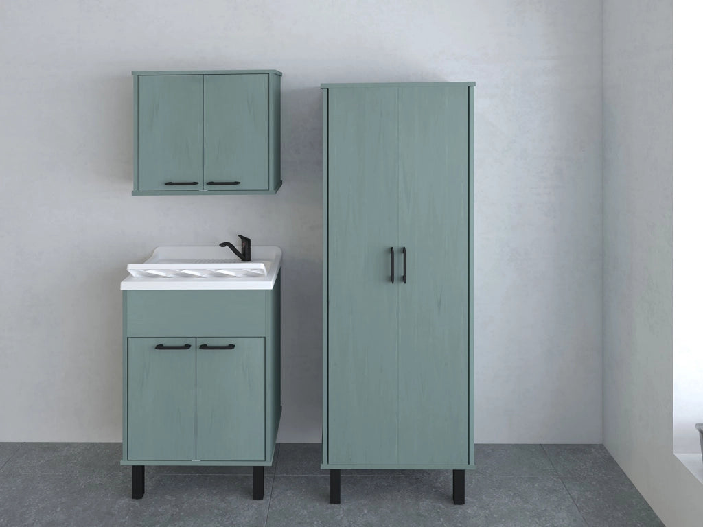 Mobile Lavatoio Smeraldo 60x50x85 cm con Vasca in PP Struttura in PVC Verde Scuro