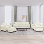 Set di Divani 4 pz con Cuscini Crema in Velluto 3202208