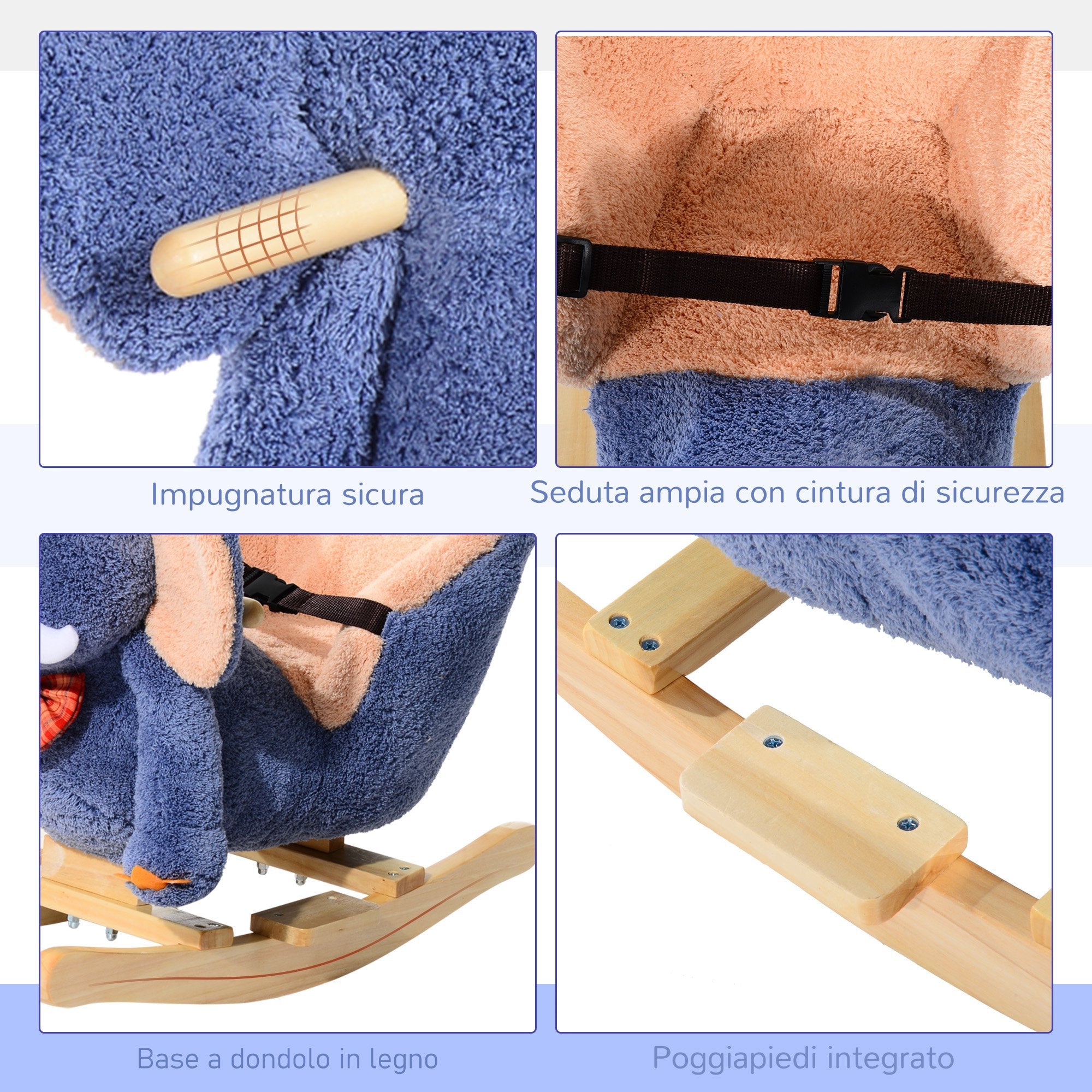 Elefante a Dondolo per Bambini Blu