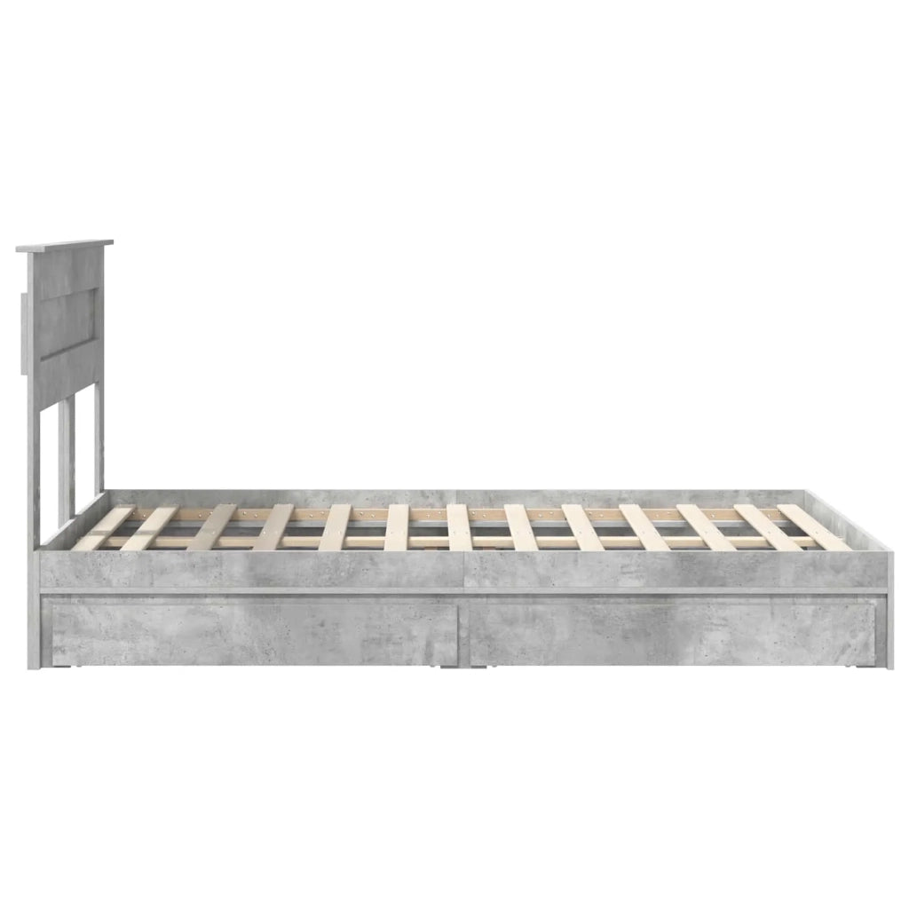 Letto con Contenitore con testiera Grigio cemento 135 x 190 cm