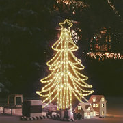 Figura Albero Natale Pieghevole con LED Bianco Caldo 87x87x93cm