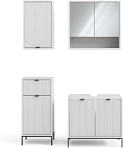 Set di mobili da bagno Eliza, Bianco, 70 cm, composto da mobile sottolavabo, specchiera, armadio medio e pensile