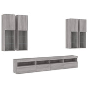 Set di mobili credenza credenza TV soggiorno camera da letto parete soggiorno x 7 pezzi e luci LED sonoma grigio 02_0025367