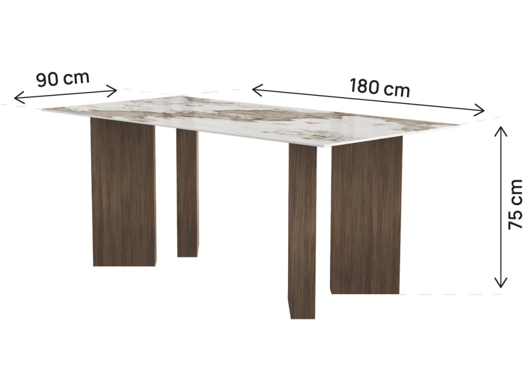 Tavolo da pranzo in ceramica - 180 cm - "Elma" - 8 posti - Marrone