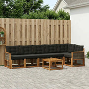Set di divani da esterno con cuscino 7 pcs Naturale e Nero