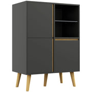 Scaffale moderno con ripiani regolabili ¨C Xylo ¨C legno massello grigio scuro 70x40x96 cm