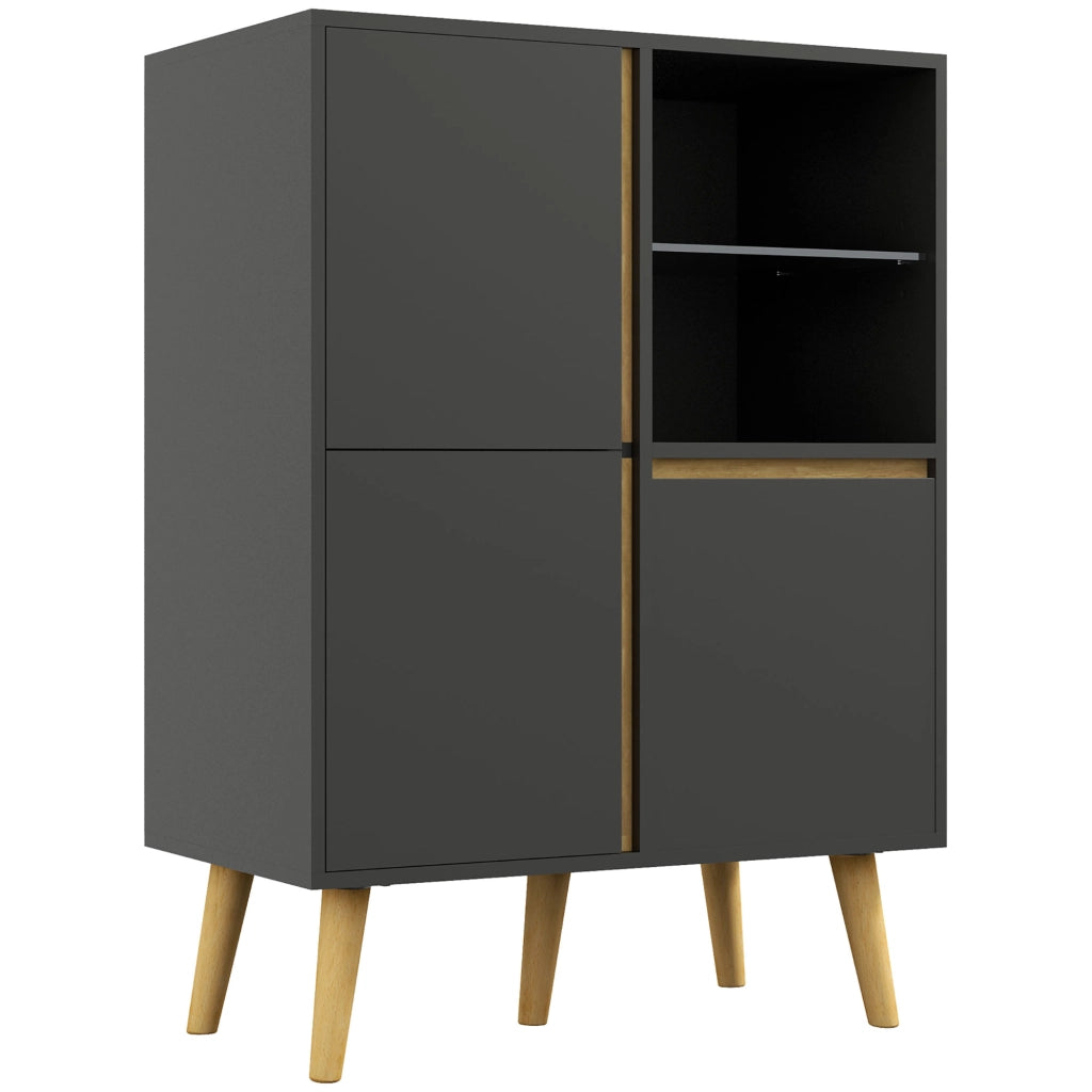 Scaffale moderno con ripiani regolabili ¨C Xylo ¨C legno massello grigio scuro 70x40x96 cm