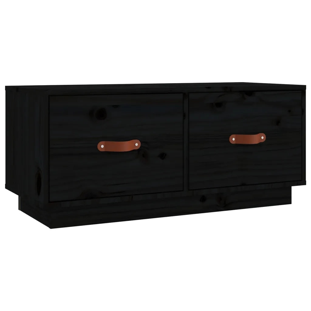 Mobile Porta TV Nero 80x34x35 cm in Legno Massello di Pino 818244