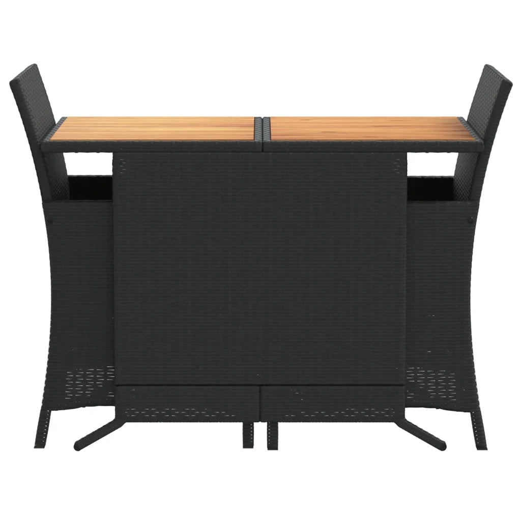 Set da Bistrò 3 pz con Cuscini Nero in Polyrattan 365124