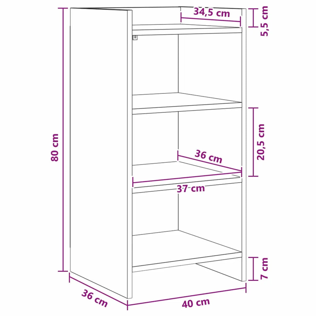Credenza Rovere Fumo 40 x 36 x 80 cm Legno ingegnerizzato 8011071