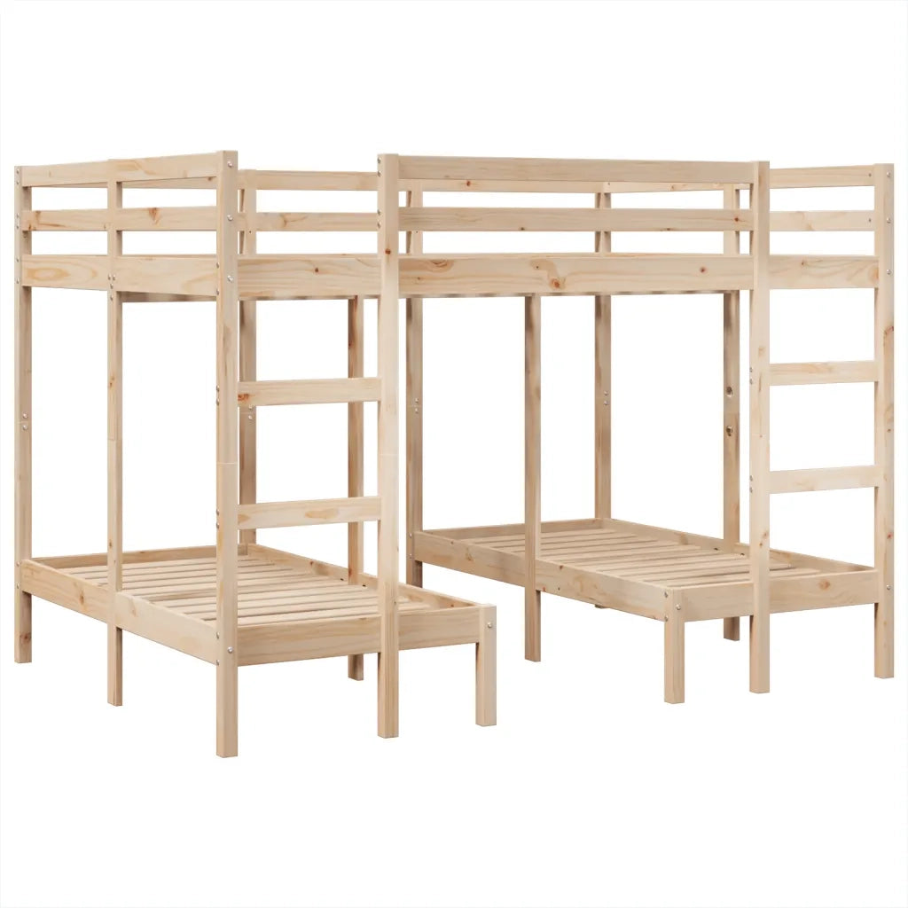 Letto da camera | Giroletto Castello Triplo 140x200/70x140cm Legno Massello Pino