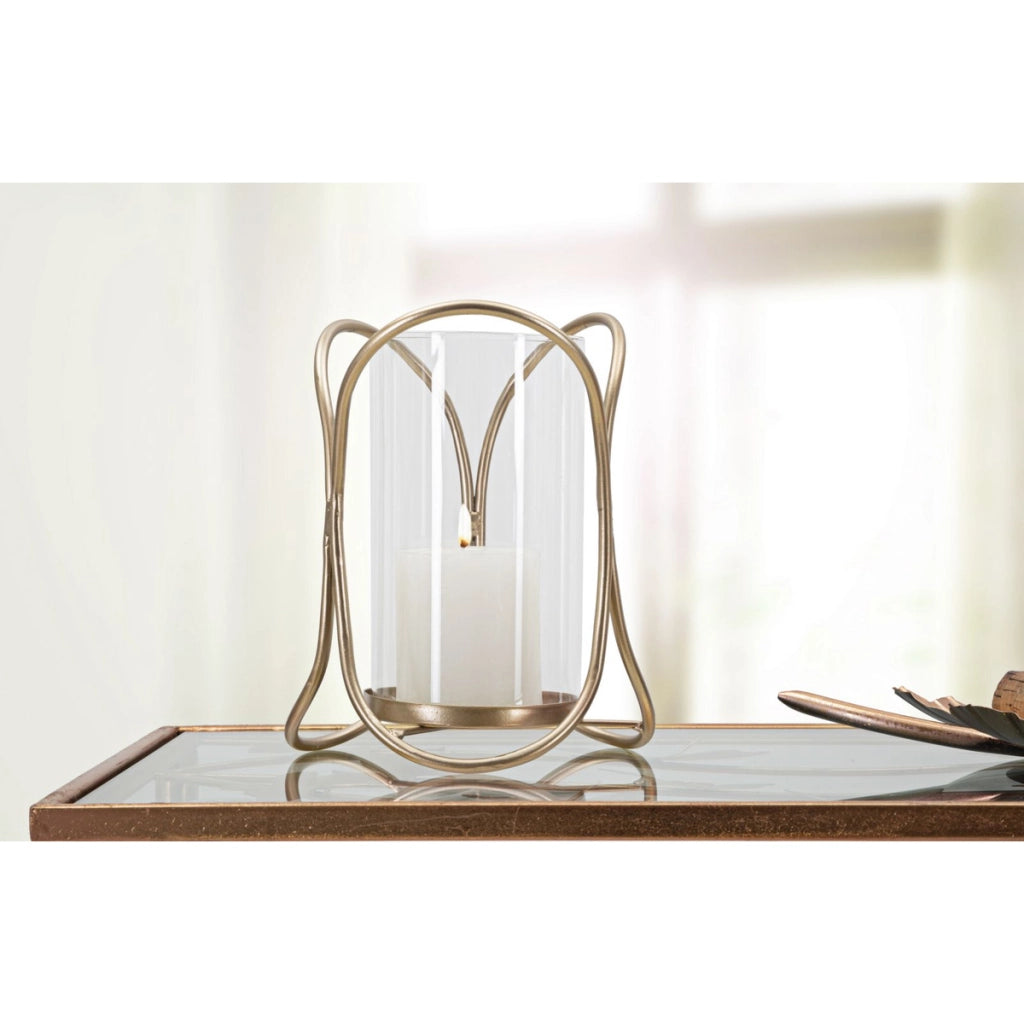 Portacandela VKH349, Marrone, Metallo, 16x16x21,5 cm