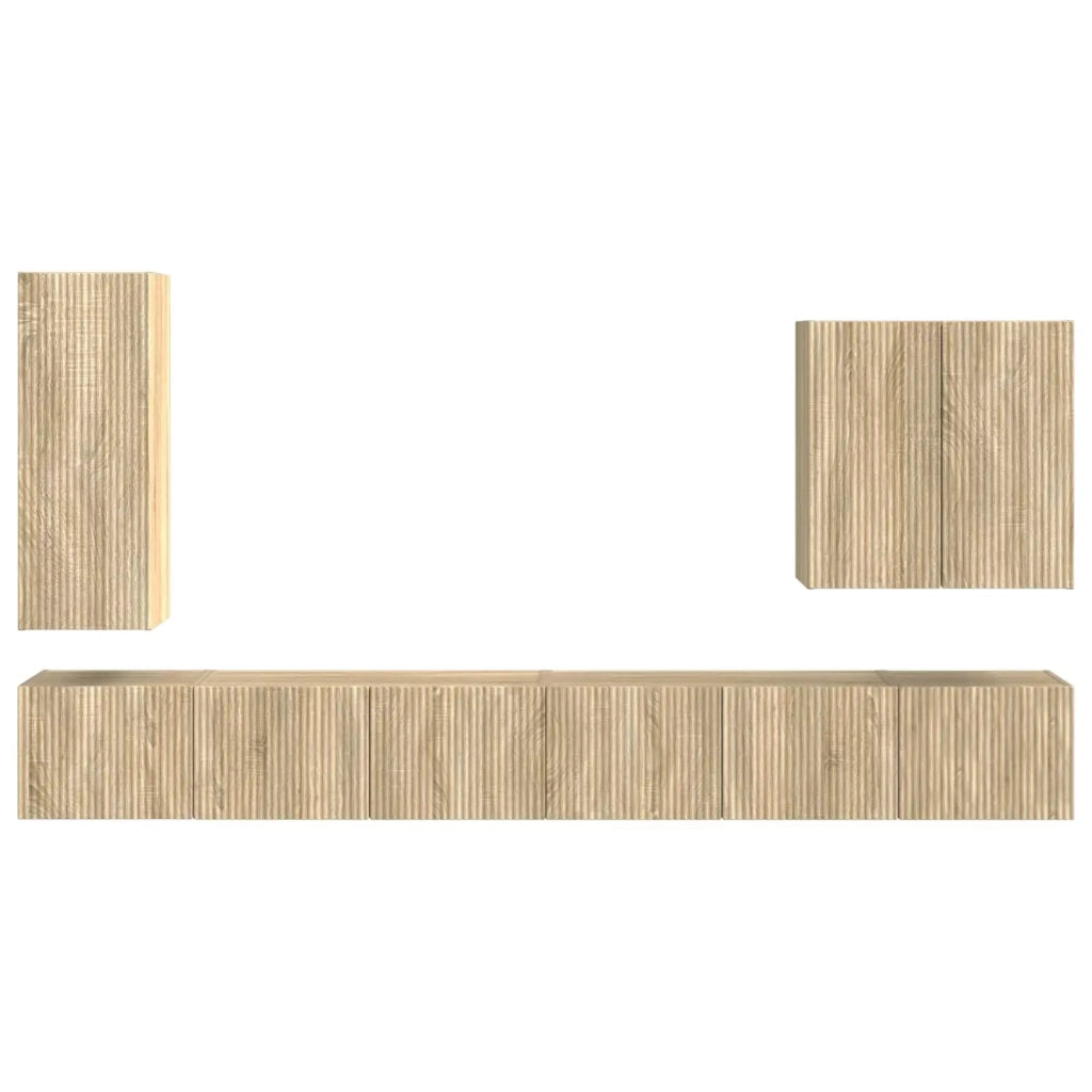 Set di Mobiletto da TV a Parete 6 pcs Rovere Sonoma