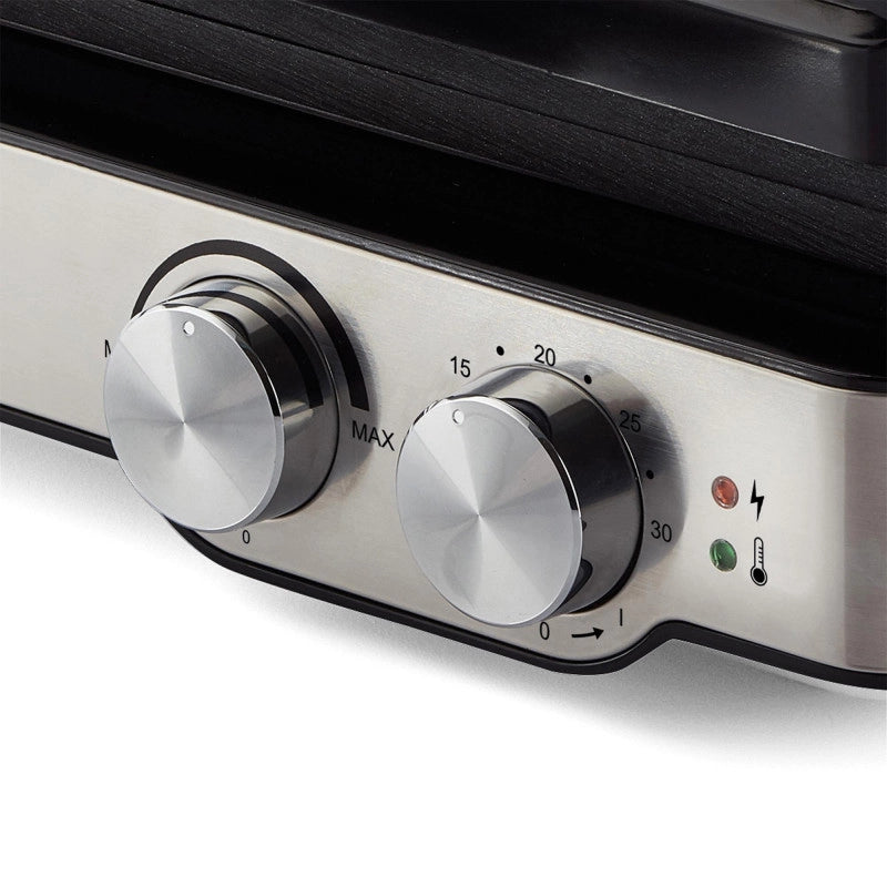 Griglia Elettrica - Piastre Antiaderenti Removibili - 5 Temperature - 2000 Watt - Acciaio Inox