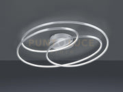 GALE PLAFONIERA LED 50W 7000lm, 3000K GRANDE ACCIAIO SATINATO 3 CERCHI CONCENTRICI CON REGOLAZIONE INTENSITA' CON INTERRUTTORE D.80CM