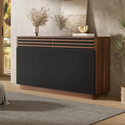 Credenza moderna ¨C MINIMAL ¨C Marrone, ante nere, 2 cassetti, 150x40x85