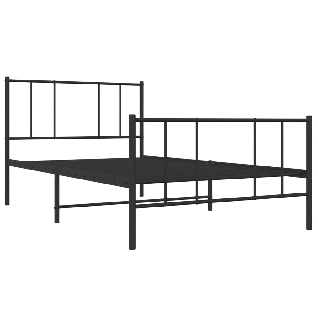 Giroletto con Testiera e Pediera Metallo Nero 100x200 cmcod mxl 82973