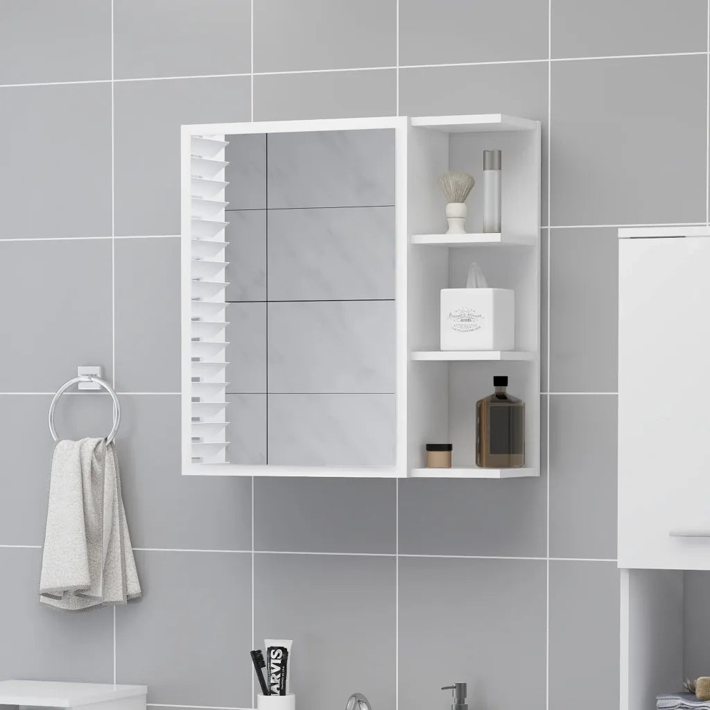 Armadietto a Specchio | Armadio da bagno Bianco 62,5x20,5x64 cm Legno Multistrato