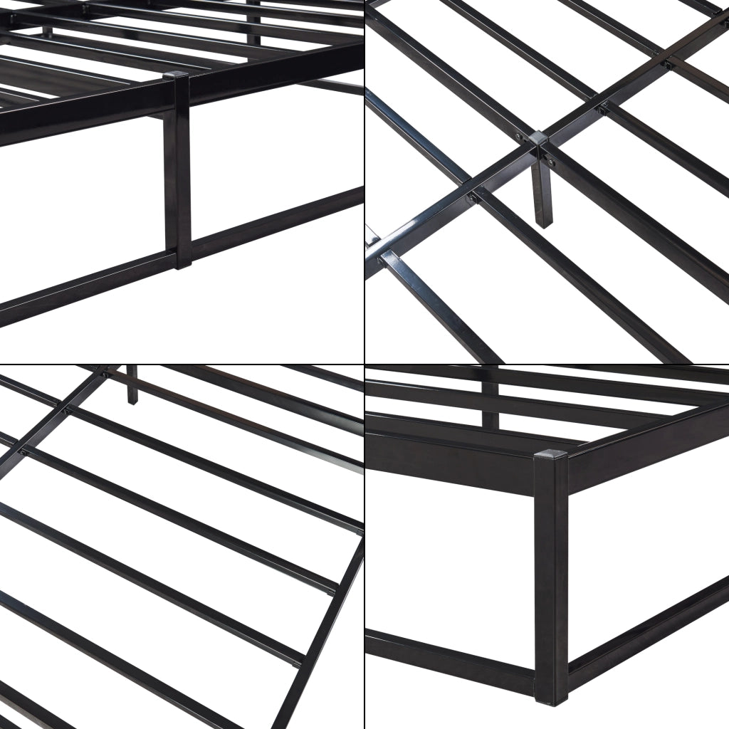 Letto Francese Trerunta con Materasso 140x200 cm Acciaio Nero [en.casa]