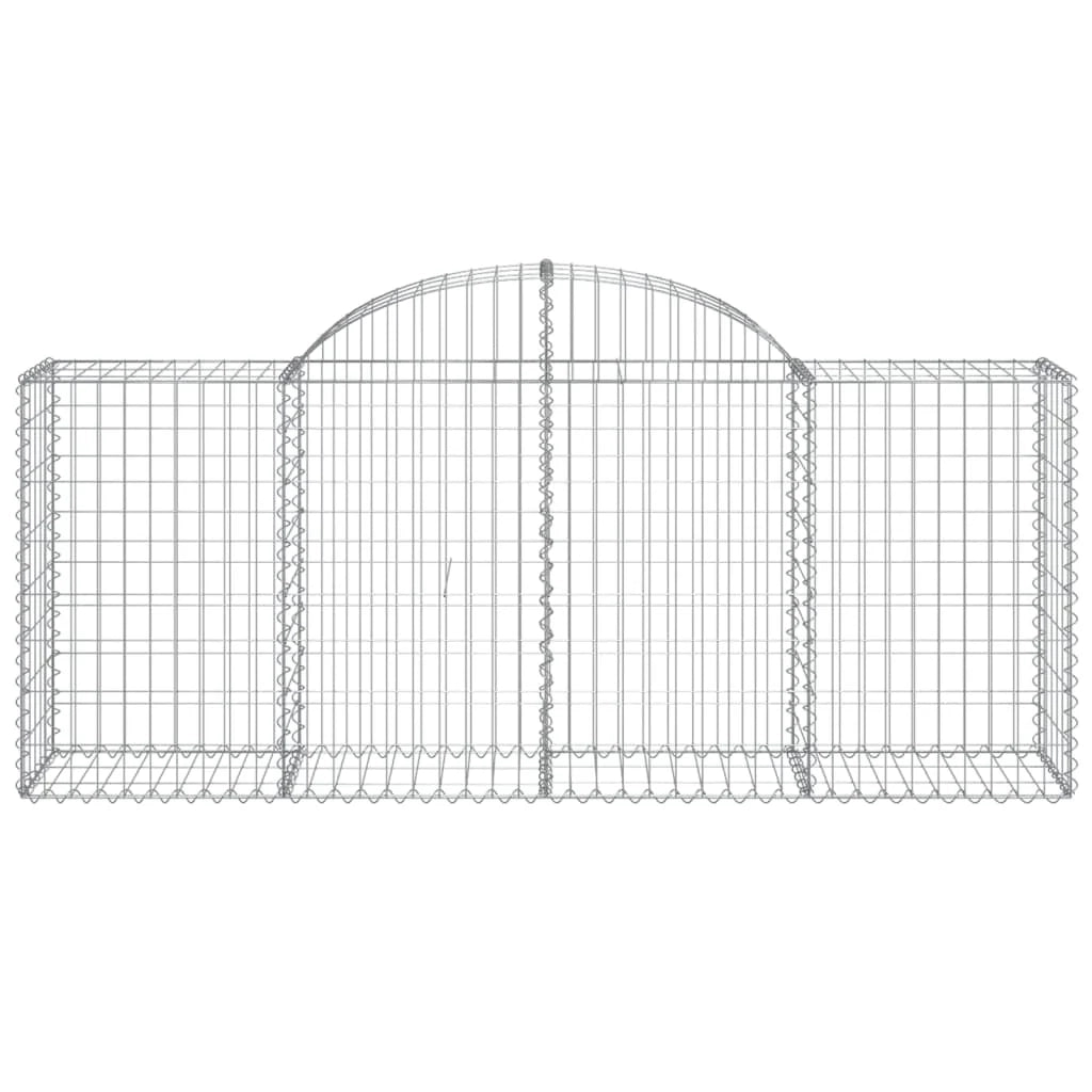 Cestini gabbioni recinzione a gabbia muro di contenimento ad arco 1 set da 2 200 x 50 x 80/100 cm ferro zincato argento 02_0040543