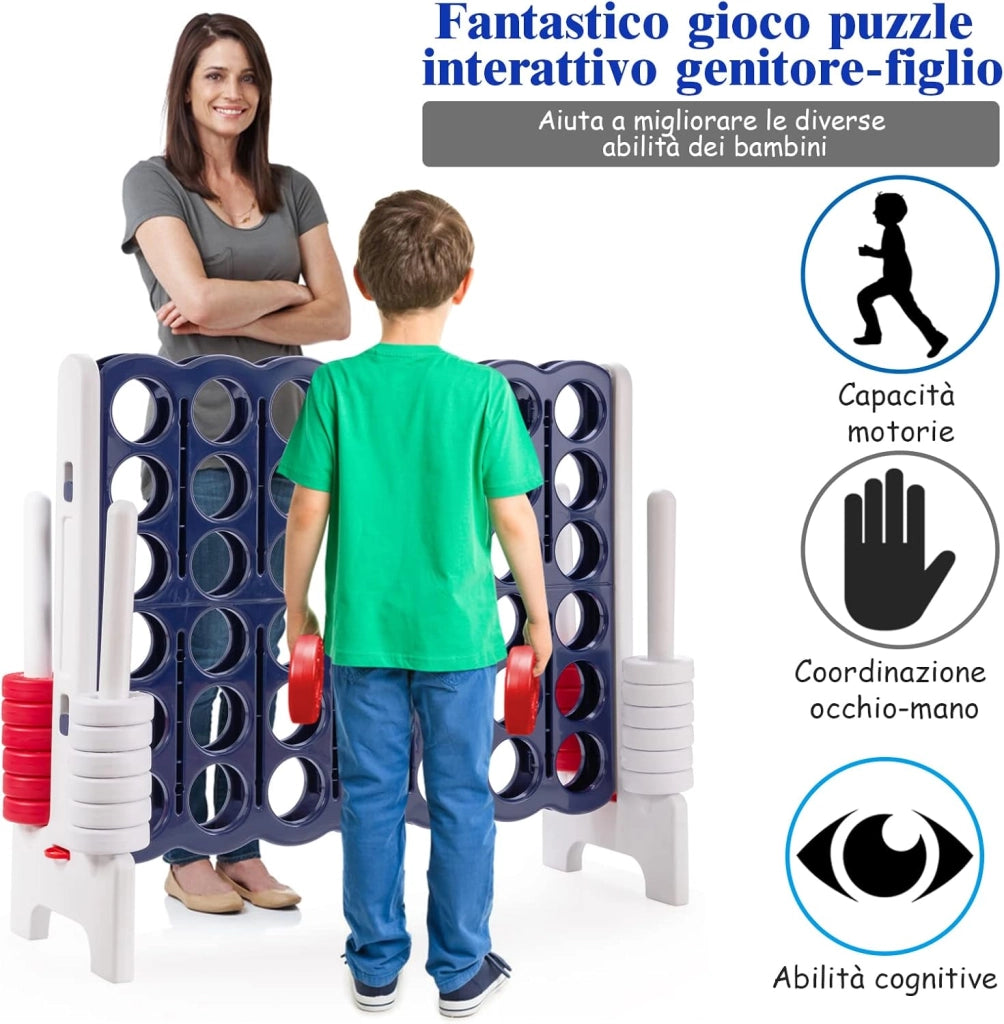 Forza 4 Gigante per Bambini e Adulti, Set Forza 4 per Interni ed Esterni, Gioco Familiare per Feste e Vacanze, 120 x 42 x 104 cm