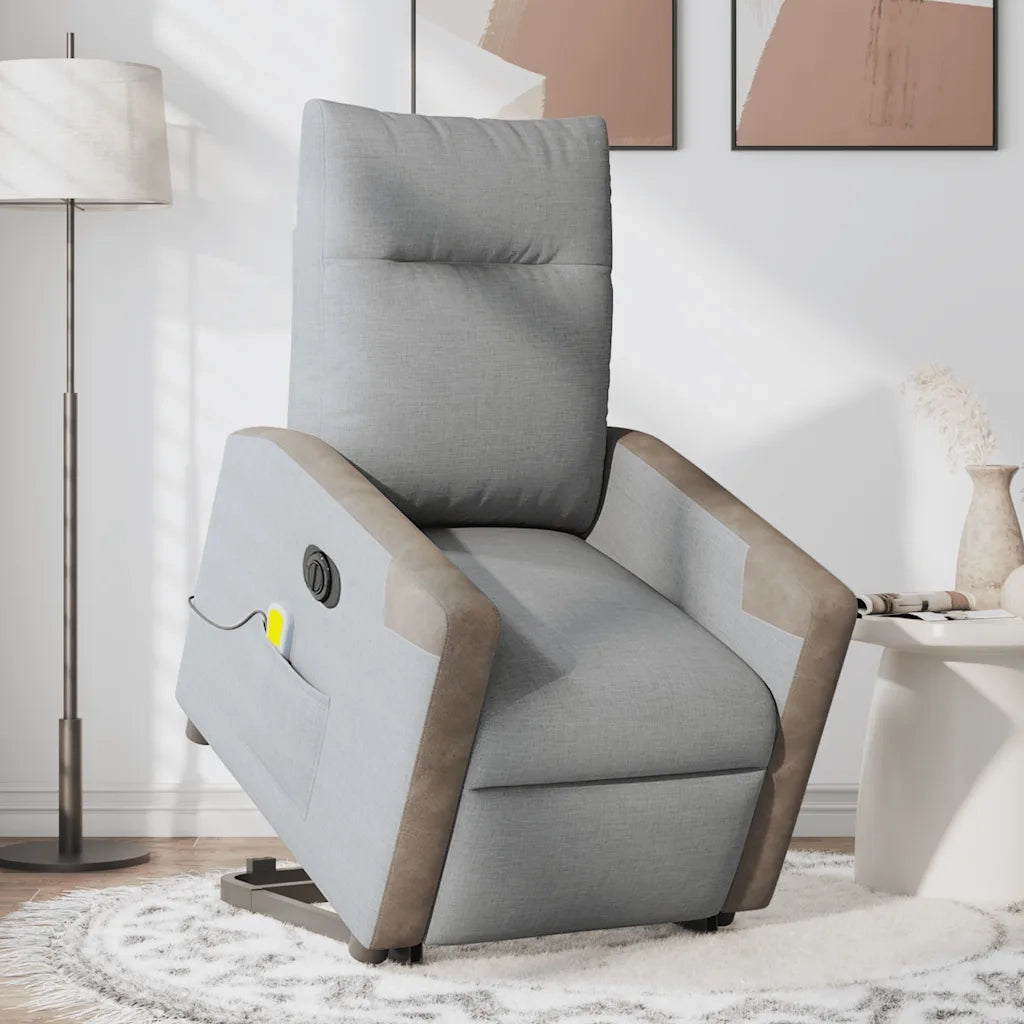 Poltrona Alzapersona Massaggi Elettrica Grigio Chiaro Tessuto 3324105