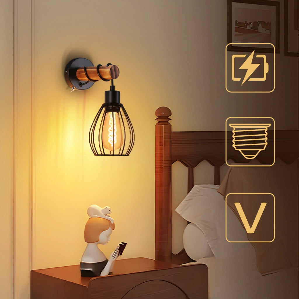ZMH Applique industriale nera E27 15cm senza lampadina