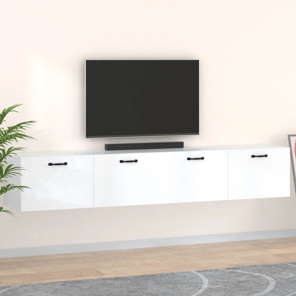 Armadietto a Muro | Mobili Parete 2 pz Bianco 100x36,5x35 cm in Legno Multistrato