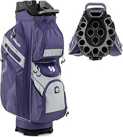 Borsa Carrello da Golf, Sacca da Golf con Serratura e Divisori a 14 Vie, 11 Tasche, Sacca Isolante, Tracolla Imbottita, Maniglie, Porta Ombrello e Cappuccio Antipioggia