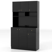 Mobile contenitore 100 x 40 x 181 cm con porta USB e ripiani regolabili stile moderno MDF nero 20_0015303