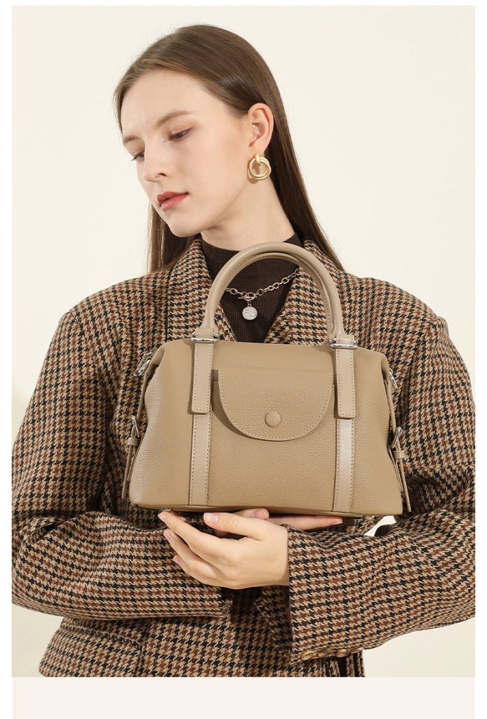 Borsa a tracolla in vera pelle grigia